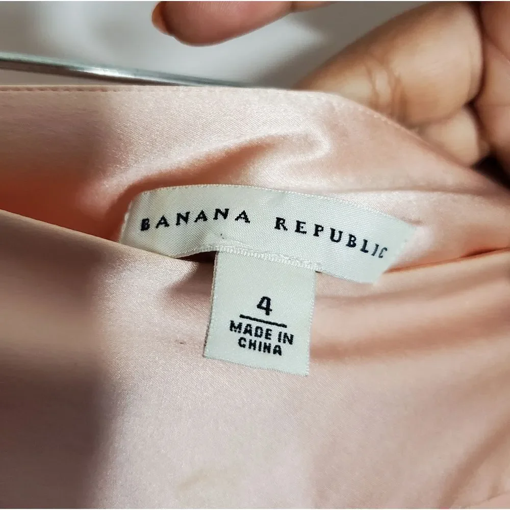 Y2K 00s 2005 Banana Republic Pastel Pink 100% Silk Tulle Pleated Mini Skirt Sz 4 - Picture 5 of 7